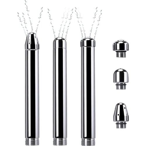 3 Heads Aluminum Anus Vagina Clean metal enema syringe water nozzles kits anal bathroom washing beads plug adult sex toys