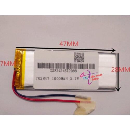 Tablet battery Size 702847 3.7V 1000mah tablet battery with Protection Board For Bluetooth GSP Digital Products