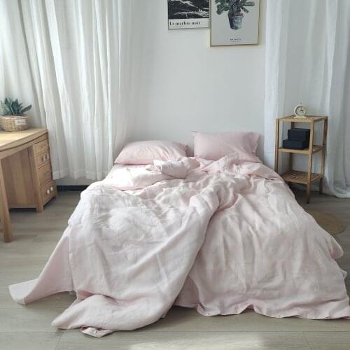 Free Shipping, Vintage Linen Bedding, Pink Mist Linen Duvet Cover, Stone Washed, Pure Linen Duvet Cover With Shell Button