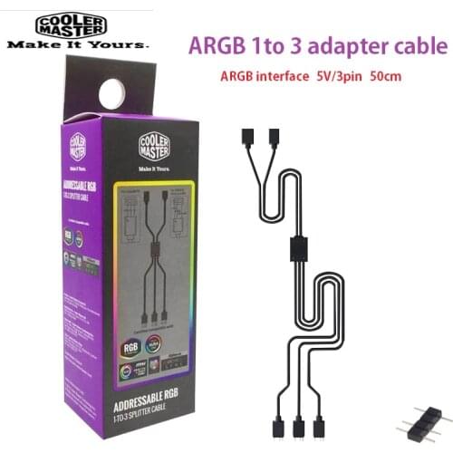 Cooler Master 1 to 3 3PIN 5V RGB fan adapter cable Computer Case fan Connector Cable Compatible ARGB extension For MSI ASUS