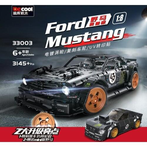 DHL DECOOL 33003 PFord Mustang Hoonicorn RTR V2 Racing Car Technic 20102 23009 13108 MOC-22970 building block Toy Simulation hub
