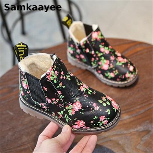2-18y Children Shoes Girls Boots Spring Autumn Kids Print Martin Boats Baby Ankle Boots Pu Leather Flats Non-Slip Sneakers y29