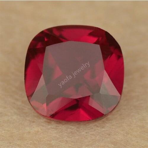 5A Quality 4x4~12x12mm Hardness 9 8# Deep Red Rubys Cushion Shape Princess Cut Loose Synthetic Gems Corundum Stone For Jewelry