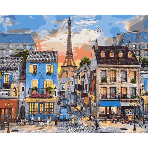 Oil Painting By Numbers City Landscape Kits Drawing Canvas Hand Painted Home Decor DIY Pictures By Numbers Street Scenery 40X50