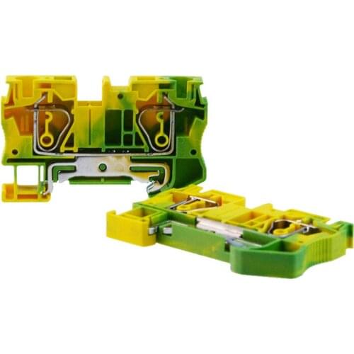 Din Rail Terminal Blocks 10Pcs ST-10PE Connectors Return Pull Type Spring Cage Connection Ground Terminal Blocks Screwless