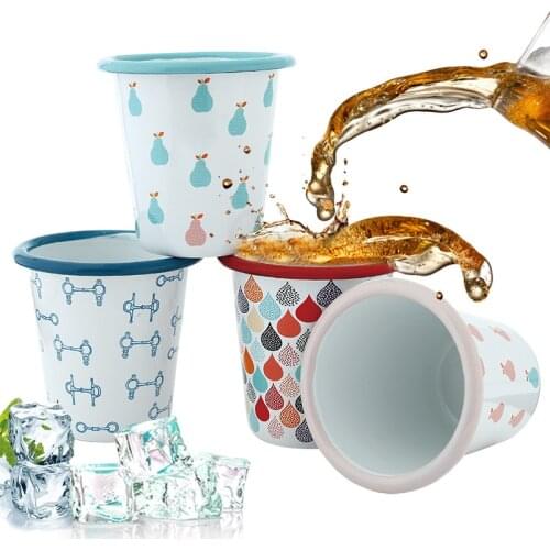 Cone funnel cup enamel cartoon coffee mug Enamel cup curling color milk tea cup home decoration friend gift
