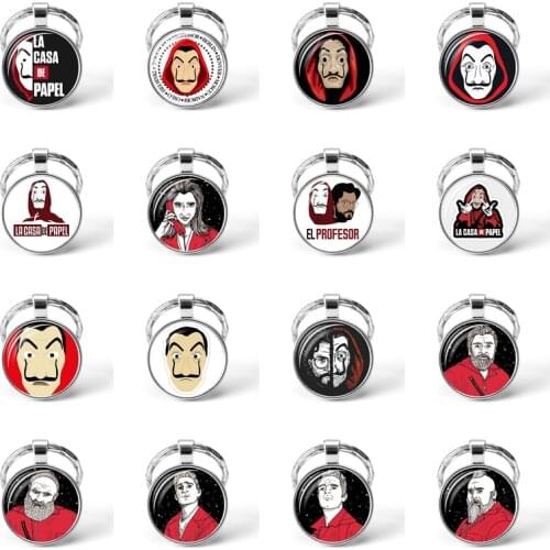 La Casa De Papel keyring Spain TV The House of Paper necklace Money Heist Keychain Salvador Dali Professor Key Chain Jewelry