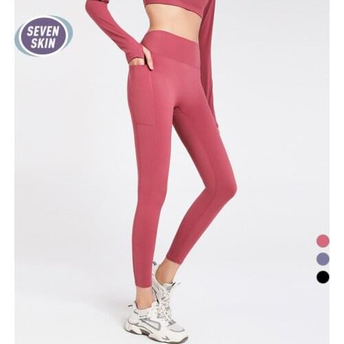 SEVEN SKIN Seamless Yoga Pants with Pockets High Waist Push Up Workout Womens Leggings Gym Sport Fitness Tummy Control Tights