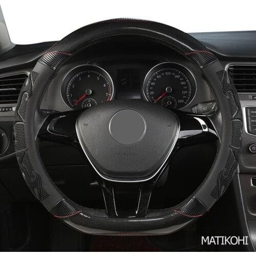 MATIKOHI Carbon Fiber Leather Car Steering Wheel Cover For Chevrolet Cruze Captiva Lacetti Aveo Niva Spark Sonic Trax Camaro