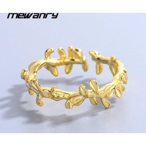 Mewanry 925 Sterling Silver Couples Rings INS Fashion Vintage Creative Irregular Leaves Party Jewelry Birthday Gifts Wholesale