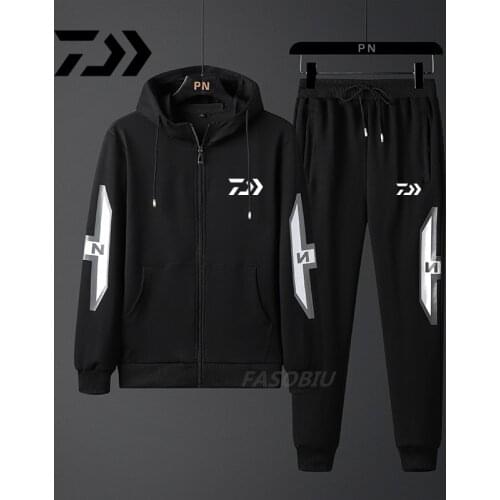 Daiwa Mens Autumn Winter Fishing Clothing Two-piece Fishing Suits Breathable Windproof Outdoor Sports Suit Fishing Set CozySuit