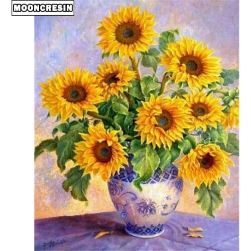 Diy Diamond Embroidery Sunflower Cross Stitch Flowers Diamond Painting Kit Needlework Paint With Diamonds Mosaic Decor Home Gift