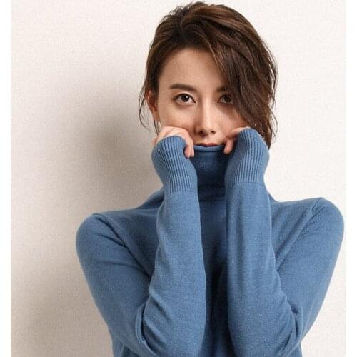 MRMT 2021 Brand New Autumn Winter Womens High-necked Knit Sweater Solid-colored T-shirt for Female Thickened Knit Sweater