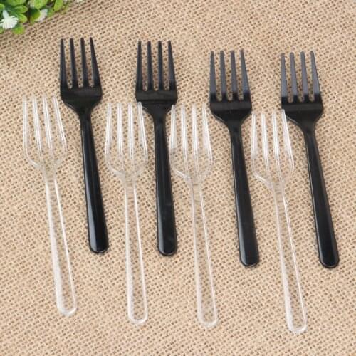 Disposable Black/Clear Plastic Cake Fork Fuirt Fork Individual Package Wedding Favor 100pcs/lot DEC012