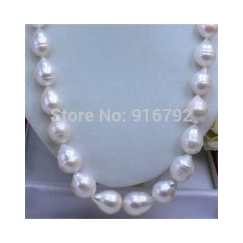 Wholesale>HUGE Beautiful 13-15MM REAL SOUTH SEA WHITE PEARL NECKLACE 18 inches &aa **A good