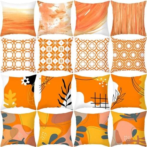 Orange Polyester Sofa Throw Pillow Cover Nordic Geometric Pattern Cushion Cover For Living Room Decoration Pillow Cases 45*45