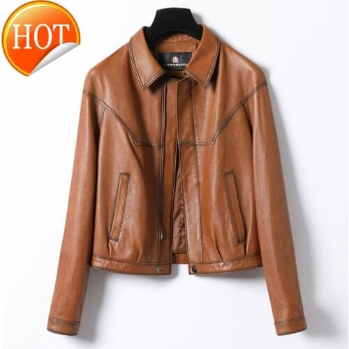 Autumn 2020 new leather jacket womens sheep leather short leather jacket loose fashion small leather jacket jacket