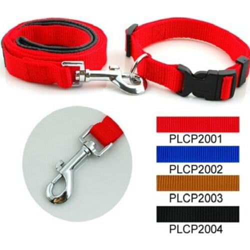120*2cm Pure Color Foam Leather Buckle Pet Dog Buckle Collar Padded Leash Leads Set (4 Colors) 4pcs/lot Plcp2001