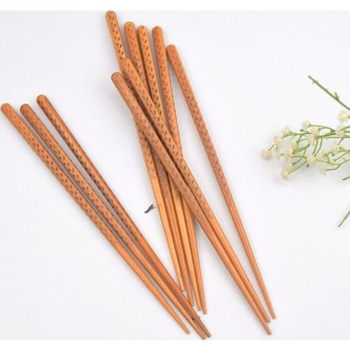 Pointed chopsticks tableware Japanese carved characteristic small leaf chopsticks Household daily wooden naked chopsticks