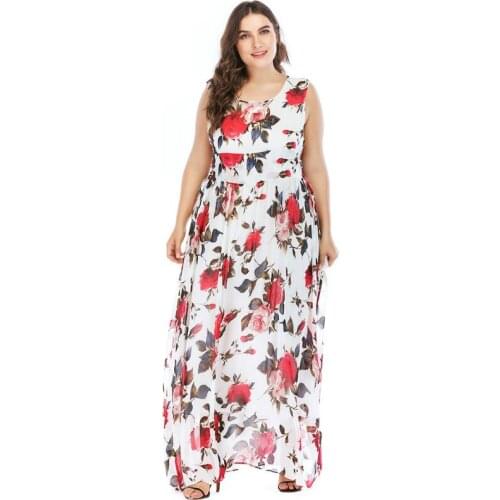 TUHAO Plus Size 5XL 4XL Boho Wrap Dress Summer Women Sexy Long Maxi Beach Dress Floral Print Elegant Dresses Retro Dresses CM64
