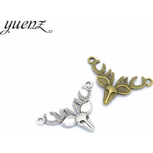 YuenZ 10pcs Antique silver color Deer head Charms Pendant jewelry findings for DIY Fit Necklace Accessories,Zinc Alloy D9197