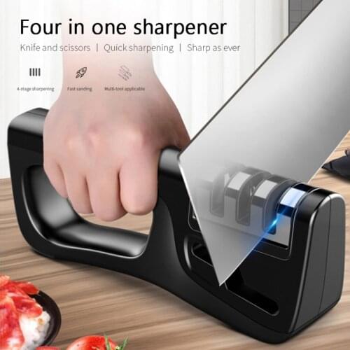 Stainless Steel Professional Knife Sharpener 3 Stage Multifunctional Knife Sharpening Stone Non-slip Kitchen Whetstone Sharpener