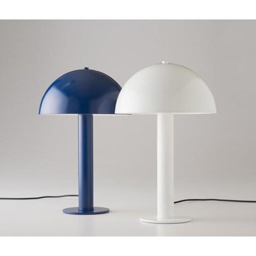 Simple Modern Reading Room Living Room Bedroom Bedside Designer Light Luxury Metal Creative Blue Golden Mushroom Table Lamp