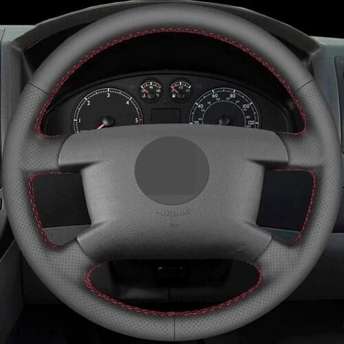 DIY Artificial Leather Black Car Steering Wheel Cover For Volkswagen VW Caddy 2003-2006 Caravelle 2003-2009 Transporter T5 2006