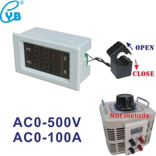 LED Volt Amp Panel Meter AC 0-500V 100A AC Voltage Current Meter for Single Phase Variac Ampere Meter Digital Voltmeter Ammeter