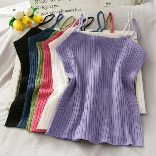 Heliar Women Knitted Plain Tops Female Casual Tube Tops Tank Tops and Camisoles Crop Tops For Women Skinny Tops