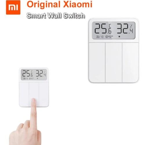 Xiaomi Mijia Smart Wall Switch 3Button LCD Digital Screen Remote Control Wireless Temperature & Humidity Sensor for Mi Home APP