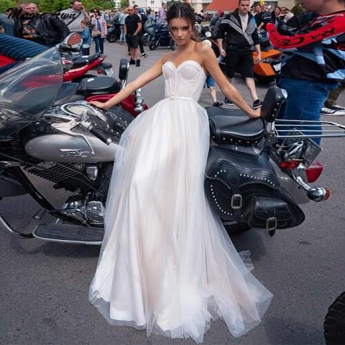 Magic Awn Country Sweetheart Wedding Dresses Light Champagne Pearls Beaded A-Line Boho Wedding Party Gowns Robe De Mariee 2021