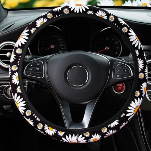 Daisy Flower Knitted Auto Steering Wheel Cover Universal Steering Wheel Cover Without Inner Ring Car Interior Accessories