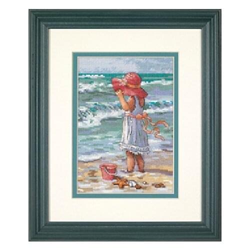 HIGH quality, 14CT Cross Stitch Sets Seaside Girl 26*33cm CS-131WM