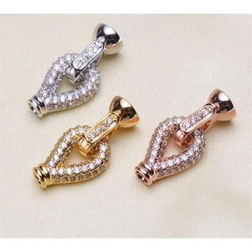 DIY Necklace Bracelet Connectors Clasp 18K Gold Plating Copper Cubic Zirconia Clasps For Jewelry Making Fastening Accessories