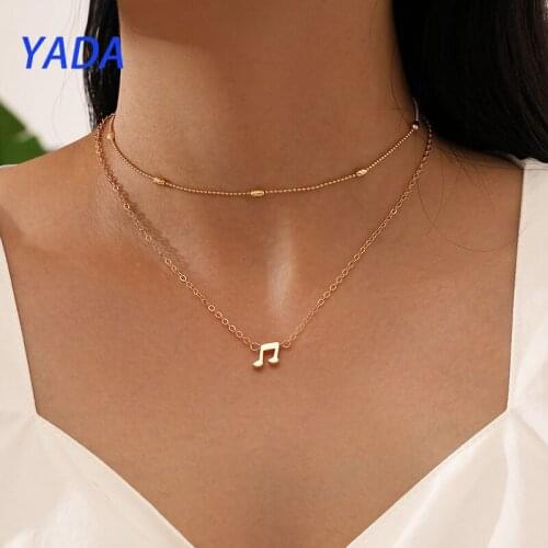 YADA Unique Crystal Music Note Multi-layer Presents&Necklace For Women Jewelry Necklaces Statement Gold Color Necklace SE210032