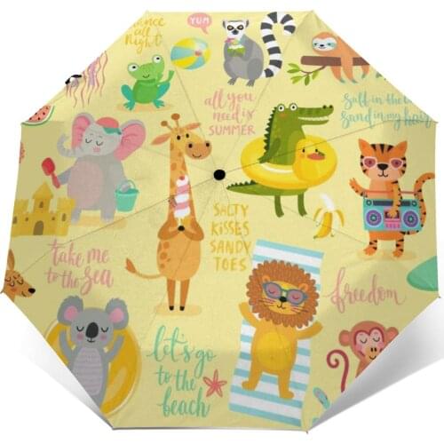 Sunny Umbrella Beach Animals Cartoon Automatic folding portable men women umbrella Sunscreen rain Windproof beach parasol