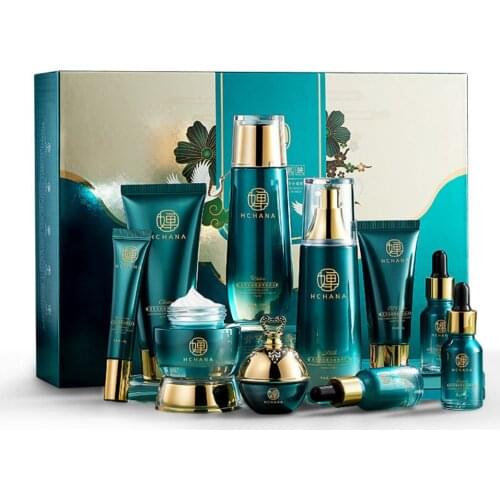 10Pcs Ganoderma Lucidum Face Skin Care Product Facial Cleanser Toner Essence Milk Essence Cream Eye Cream BB Cream Set Skincare