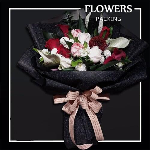 10pcs New Shiny Bouquet Flowers Wrapping Paper Frosted Matte Shining Stars Starry Sky Flowers Gift Wrapping Craft Paper