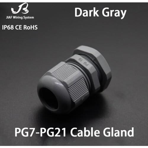 10pcs Waterproof Gray Cable Gland Nylon IP68 Plastic Black Seal Jiont Waterproof Box Outlet Locking Connector PG7 PG9 PG11 PG16