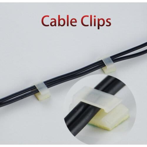 100pcs Cable Clips NC912 Plastic Wire Tie Rectangle Cable Mount Clip Clmp Drop Adhesive Cable Clamp Single Holder Organizer