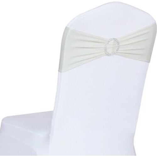 100pcs Ivory Spandex Chair Cover Band With Buckle for Party Wedding Banquet Decoration Free Shipping