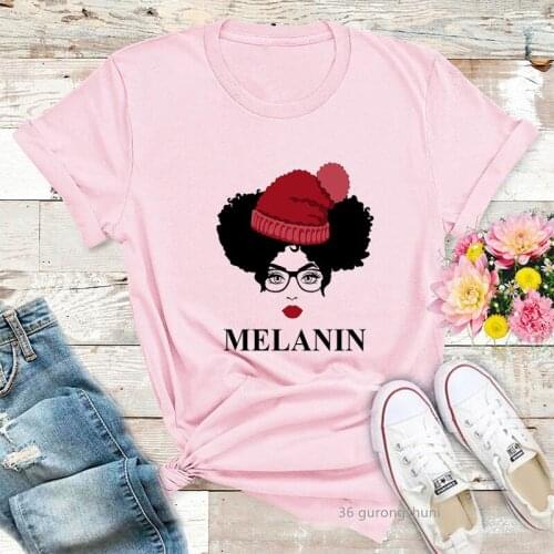 2021 Africa Black Girl Magic Powerful T Shirt Black Queen Crown T-Shirt Women Clothes Female Clothing 2021 90s Top T-Shirts