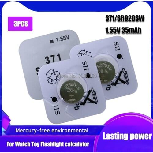3pc FOR SEIZAIKEN 100% Original 371 SR920SW 920 1.55V Watch Battery SR920SW 371 Button Coin Cell MADE IN JAPAN