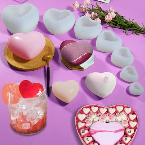 3D Love Heart Silicone Mold Aroma Plaster Candle Mould DIY Dessert Mousse Baking Pastry Candy Chocolate Moulds Cake Decoration