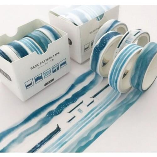 5rolls Simple Masking Tape Set DIY Scrapbooking Sticker Labels Stationery Gift Decoration Creative Hand Account Material