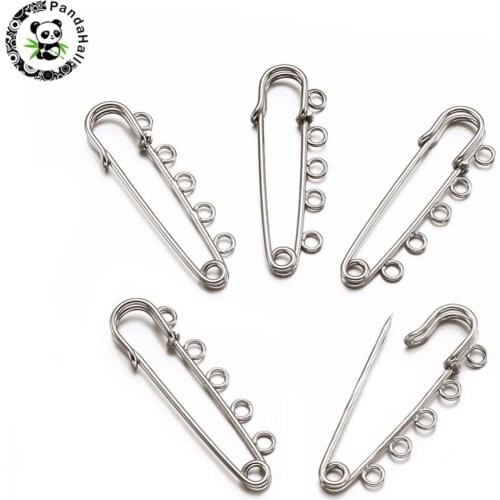 5pcs Platinum Color Iron Kilt Pins for DIY Jewelry about 16mm wide, 50mm long, Hole: 3mm