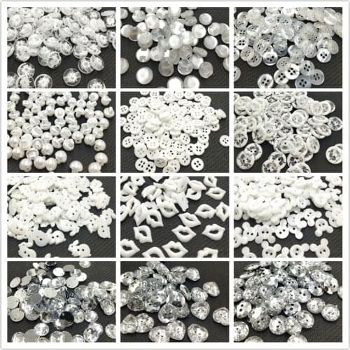 50pcs/pack U PICK size Sewing Clothes White Buttons plastic Scrapbooking Round Two Holes Botones Bottoni Botoes