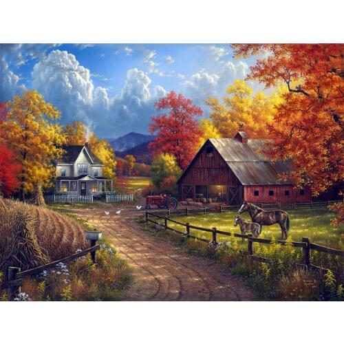 Moge Diamond Painting Natural house landscape Diamond embroidery Country villa house scenic Diamond Mosaic nature full round