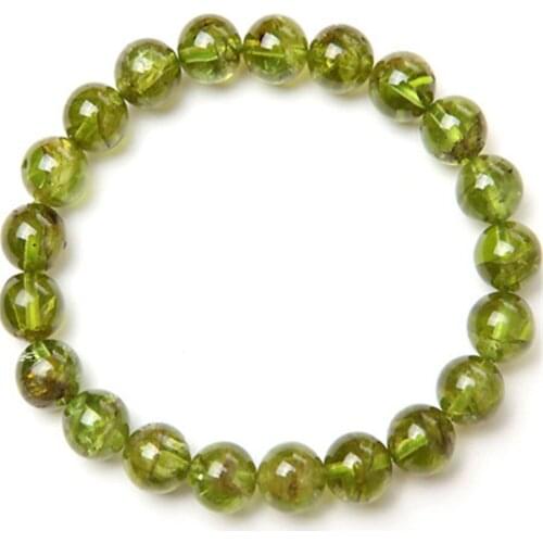 7mm Genuine Natural Olivine Peridot Gem Stone Crystal Round Beads Jewelry Bracelets For Women Stretch Charm Bracelet Femme